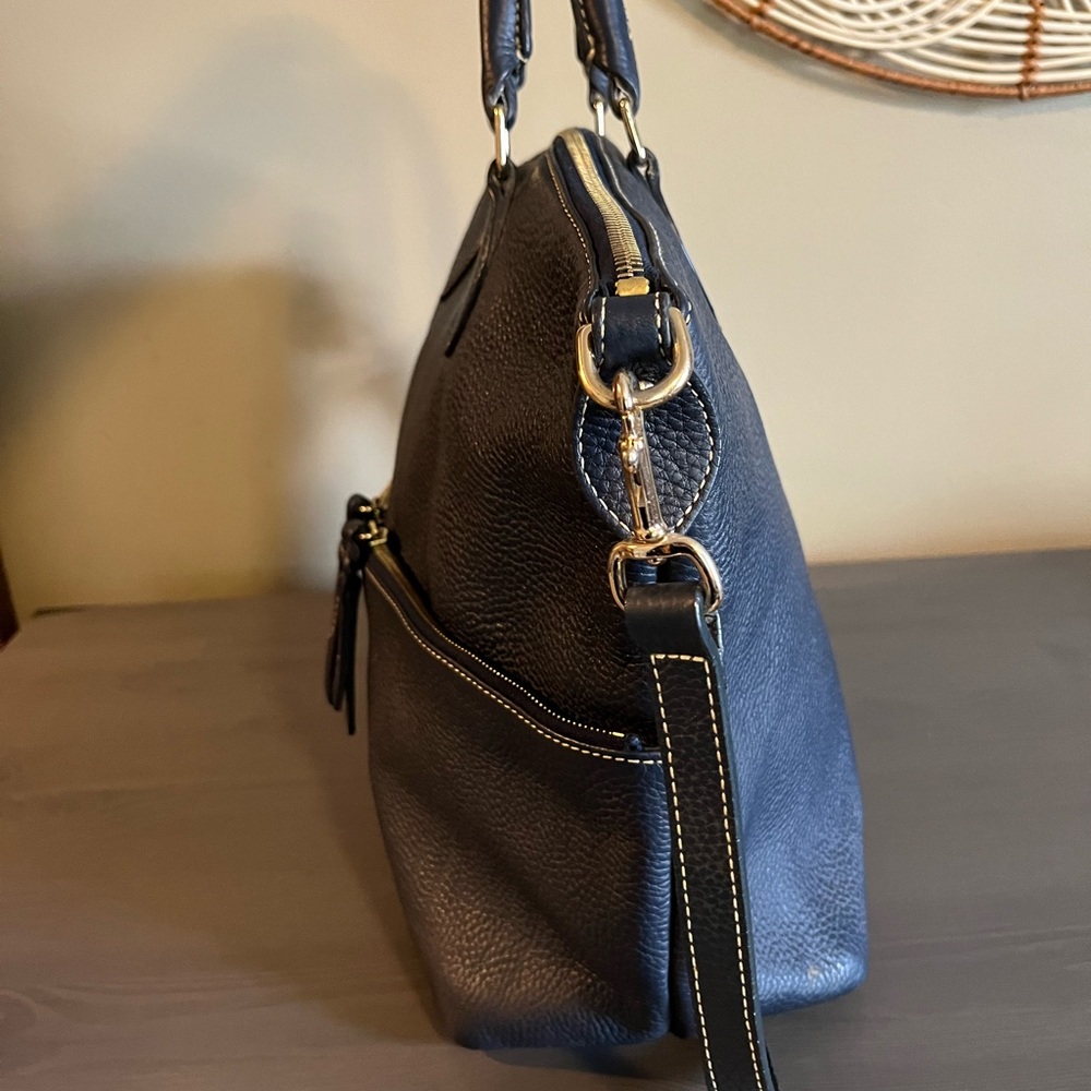 Dooney & Bourke Blue Dillen Large Pebble Leather Satchel Purse - Picture 6 of 16